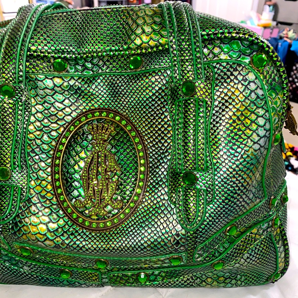 Christian Audigier Green snake Bowler Bag